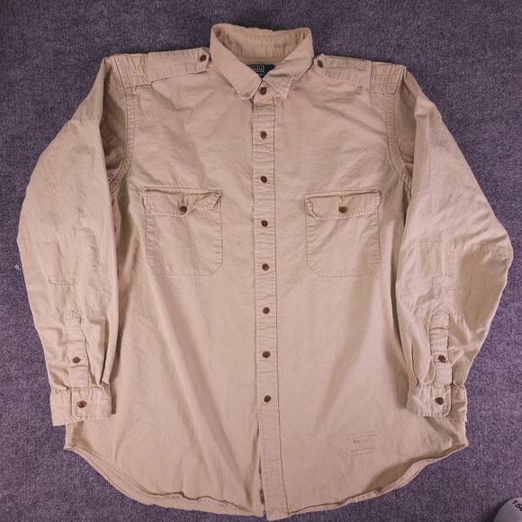 Polo Ralph Lauren Utility Field Shirt 2XLT Khaki Military Style Epaulet Button